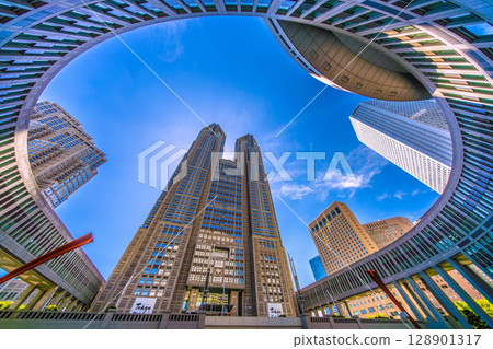 Tokyo cityscape in Japan: View of the Tokyo Metropolitan Government Building and other areas...towards a new era Tokyo cityscape in Japan: View of the Tokyo Metropolitan Government Building and other areas...towards a new era 128901317