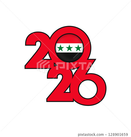 2026 banner with Syria flag inside. 128901659