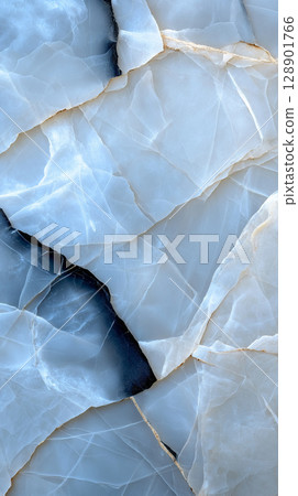 Translucent blue and white stone texture with natural patterns 128901766