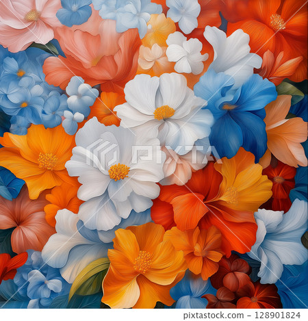 Vibrant floral pattern with colorful petals and lush textures Vibrant floral pattern with colorful petals and lush textures 128901824
