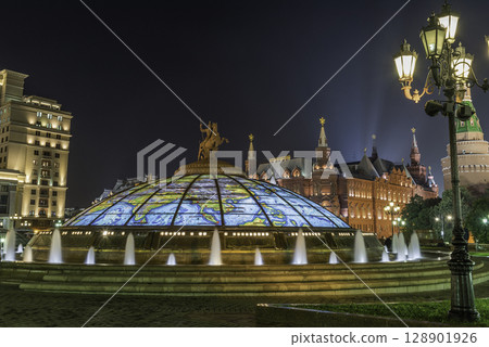 Night view of Manezhnaya Square in Moscow, Russia Night view of Manezhnaya Square in Moscow, Russia 128901926
