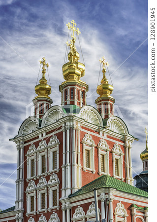 Orthodox church inside Novodevichy convent, iconic landmark in Moscow, Russia Orthodox church inside Novodevichy convent, iconic landmark in Moscow, Russia 128901945