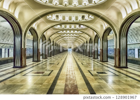 Mayakovskaya subway station in Moscow, Russia 128901967