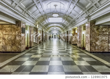 Interior of Belorusskaya subway station in Moscow, Russia Interior of Belorusskaya subway station in Moscow, Russia 128901975