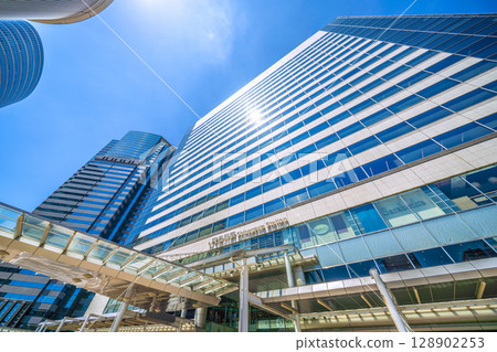 Tokyo cityscape in Japan, overlooking Shinagawa Station and office buildings, July 26th 128902253