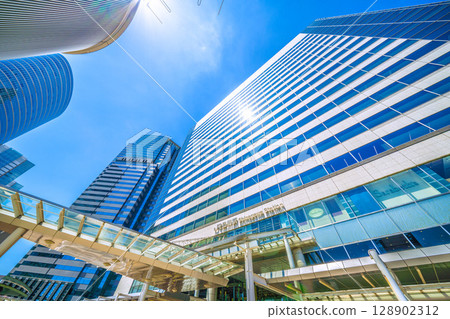 Tokyo cityscape in Japan, overlooking Shinagawa Station and office buildings, July 26th 128902312