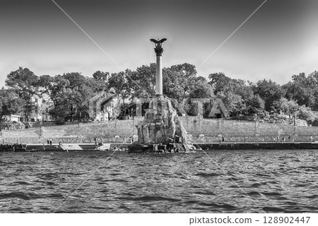 Sunken ships memorial, iconic monument in Sevastopol, Crimea 128902447