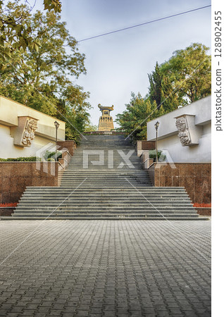 Scenic staircase to the Monument to Alexander Kazarsky, Sevastopol, Crimea Scenic staircase to the Monument to Alexander Kazarsky, Sevastopol, Crimea 128902455