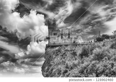 Swallow's nest, scenic castle over the Black Sea, Yalta, Crimea 128902460
