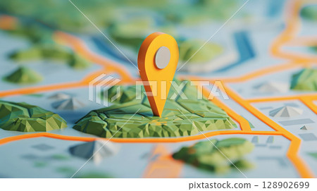pin location icon for navigation or map, Generative Ai 128902699