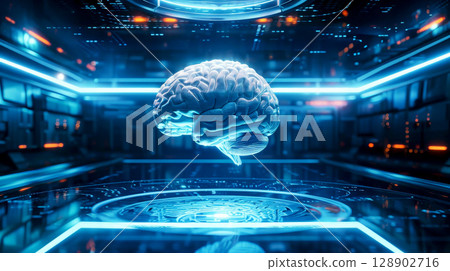 digital human brain with a technological backdrop with neurons.ai generative 128902716