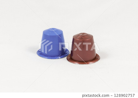 Modern unbranded colorful capsules for espresso coffee machine 128902757