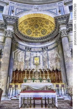 Interior of the Pantheon in Rome, Italy 128902780