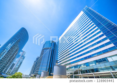 Tokyo cityscape in Japan, overlooking Shinagawa Station and office buildings, July 26th Tokyo cityscape in Japan, overlooking Shinagawa Station and office buildings, July 26th 128903441