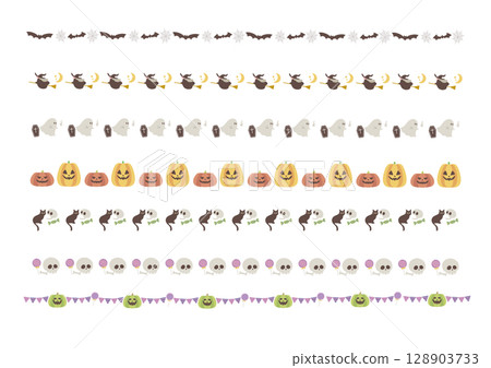 萬聖節線條素材設定顏色 128903733
