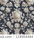 Elegant floral relief design on dark background 128904484