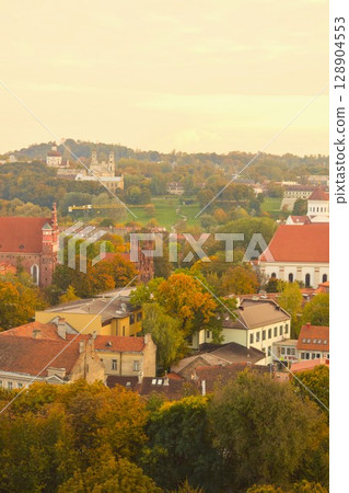 View of Vilnius city from the ruins of Gediminas Castle, Lithuania 1 View of Vilnius city from the ruins of Gediminas Castle, Lithuania 1 128904553