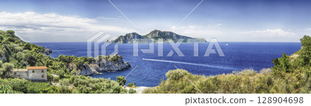 Panoramic aerial view with the Island of Capri, Italy Panoramic aerial view with the Island of Capri, Italy 128904698