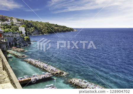Scenic aerial view of Sorrento, Italy, during summertime 128904702