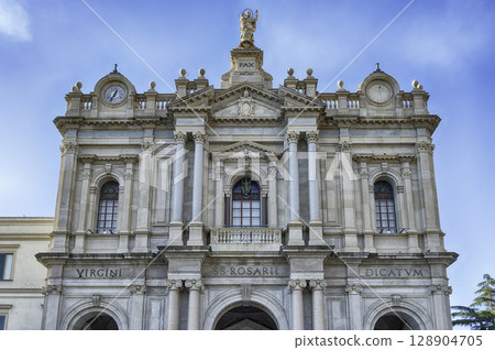 Facade of Church of Our Lady of Rosary, Pompei, Italy 128904705