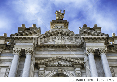 Facade of Church of Our Lady of Rosary, Pompei, Italy 128904709