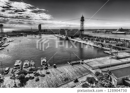 Aerial view of Port Vell, Barcelona, Catalonia, Spain Aerial view of Port Vell, Barcelona, Catalonia, Spain 128904730