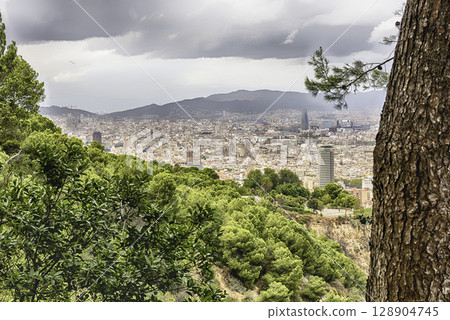 Aerial cityscape view of Barcelona, Catalonia, Spain 128904745