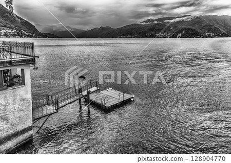 Scenic view over Lake Como from Varenna town, Italy 128904770