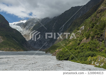 Franz Josef Glacier in Westland National Park, West Coast, New Zealand Franz Josef Glacier in Westland National Park, West Coast, New Zealand 128904813