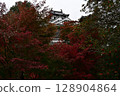 Castle tower surrounded by autumn leaves 128904864