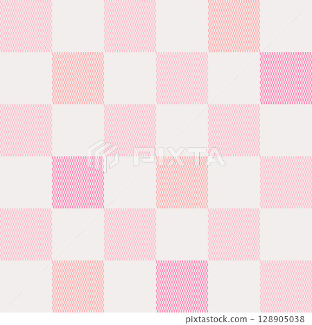 Colorful plaid style pattern. Geometric check tablecloth print in pastel color. Fun checkered repeat background for textile home design. 128905038