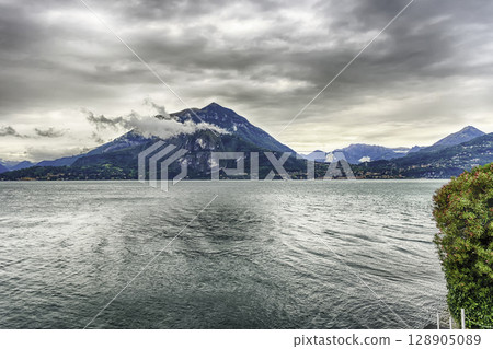 Scenic view over Lake Como from Varenna town, Italy 128905089