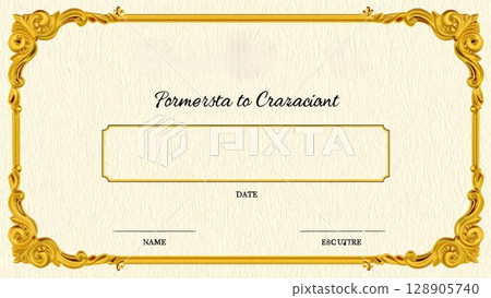 Classic Italian restaurant-style gift certificate design with golden frame, parchment texture, and serif typography. Perfect for wine tasting or fine dining. Generative AI. 128905740