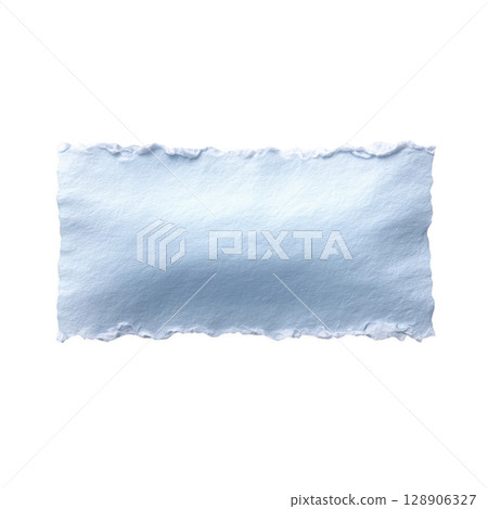 Piece of torn blue paper with rough edges is isolated on transparency background, creating textured and artistic appearance. paper uneven edges add sense of creativity and uniqueness 128906327