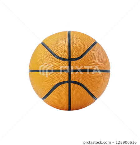 Vibrant orange basketball with black lines, isolated on transparency background, showcasing its textured surface and classic design. Perfect for sports and recreation themes 128906616