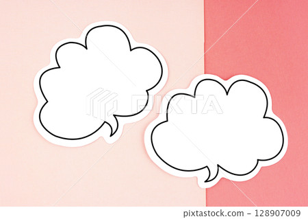 Speech bubble with copy space communication talking speaking concepts on pink color background. Speech bubble with copy space communication talking speaking concepts on pink color background. 128907009