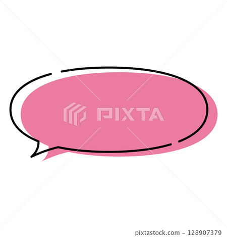 Simple speech bubble illustration, horizontal, oval 128907379