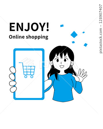 Women enjoying online shopping 128907407
