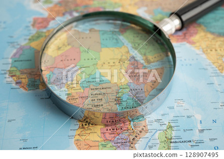 Bangkok, Thailand May 15, 2022 World map paper, closeup view. 128907495