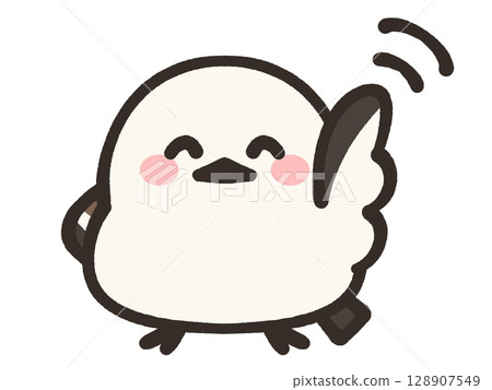 Illustration material of a loose long-tailed tit waving its hand 128907549