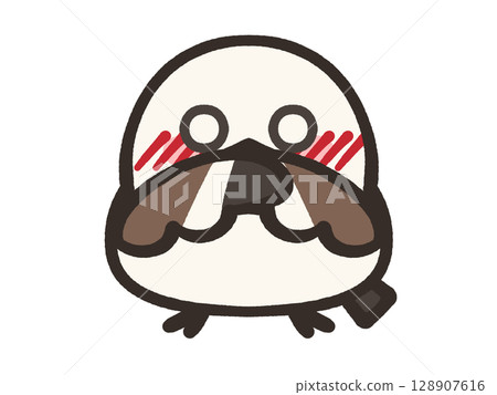 Illustration material of a shy and relaxed Shimaenaga Illustration material of a shy and relaxed Shimaenaga 128907616