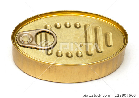 Closed gold colored can 128907666