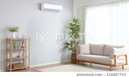 Beautiful and natural living room background material 01 128907743
