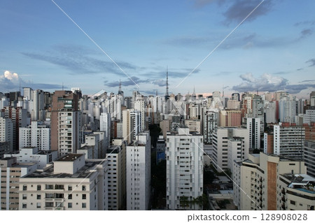 Urban skyline of Sao Paulo showcases diverse architecture and city life 128908028