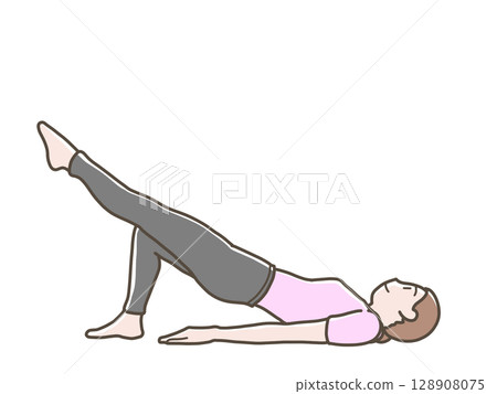 Illustration of a woman doing abdominal exercises Illustration of a woman doing abdominal exercises 128908075