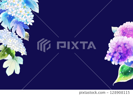 Hydrangea after the rain, landscape, postcard size 128908115