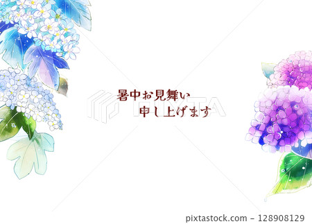 雨後的繡球花，夏天的問候，風景，明信片大小 128908129