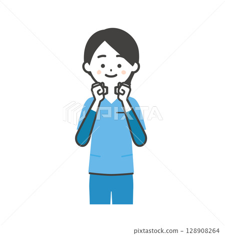 一位身穿手術服、雙手合十的女子的插圖 128908264