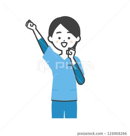 一位身穿灌木叢的女人舉起拳頭的插圖 128908266