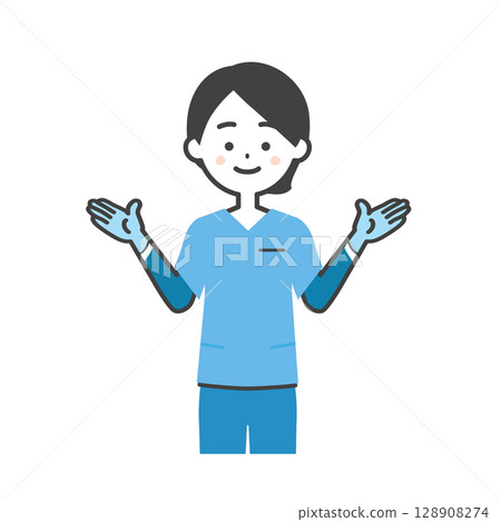 一名戴著橡膠手套和磨砂膏的婦女的插圖 一名戴著橡膠手套和磨砂膏的婦女的插圖 128908274
